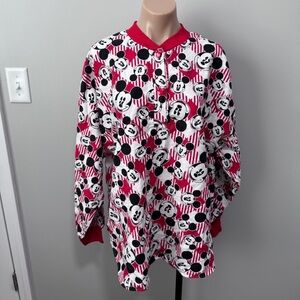 Mickey & Co Disney Pajama Sleep Shirt Top XL Cotton Red White Black Vintage